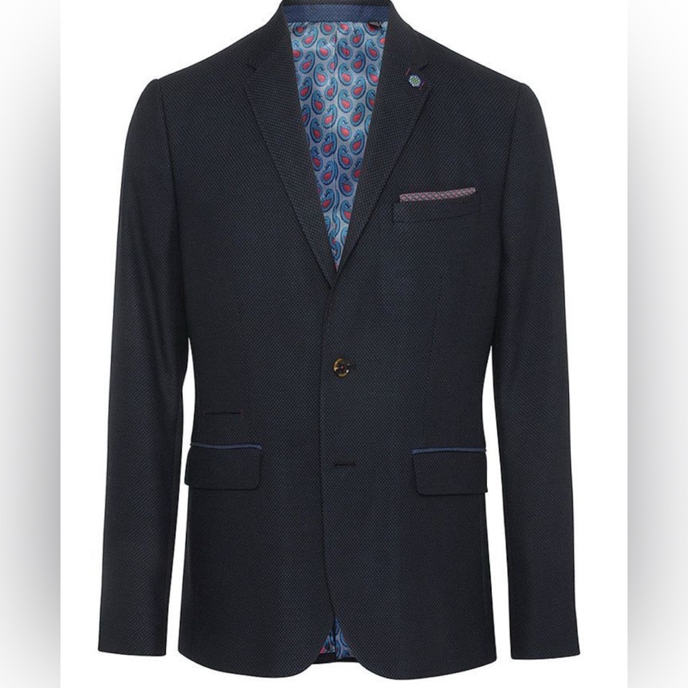 Ted Baker Blazer 2 Button Closure, Navy Dotted XL